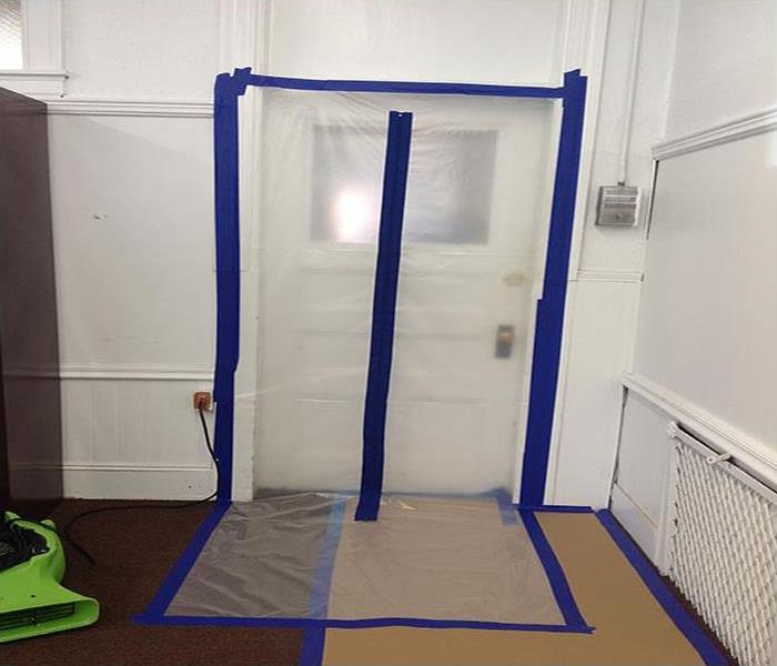 Containment up at property for mold remediation 