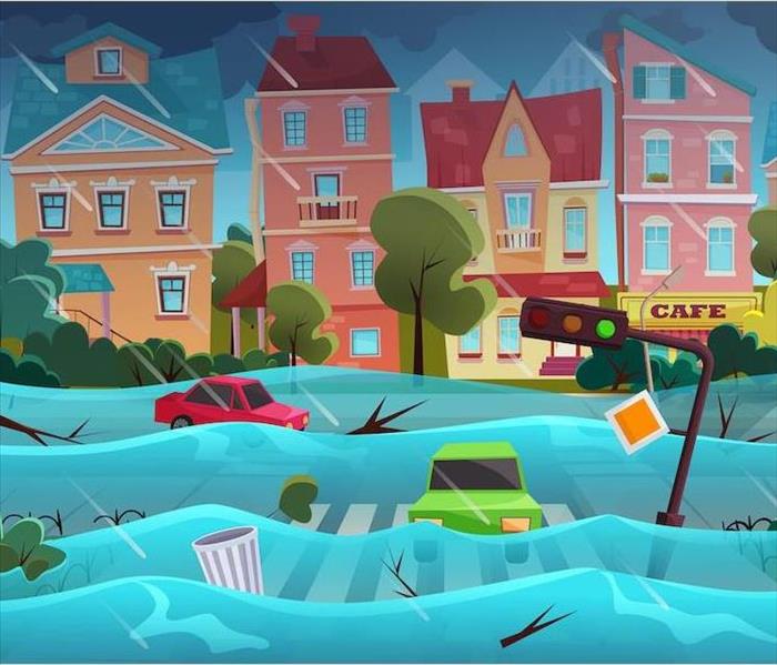 Flooded city animation