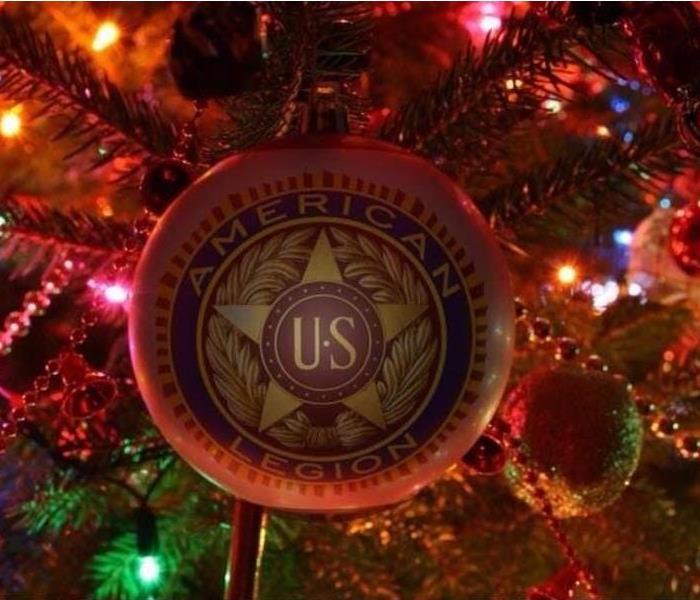 An ornament on a Christmas tree. 